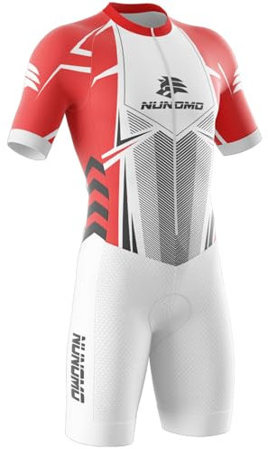 Herren Fahrrad Skinsuit,Triathlon Anzug Herren Herren Radsportanzug gepolstert einteilig Trisuit Bike Top Short Trisuit Einteiler für Wettkampf Fahrrad Shirt Herren Kurzarm (Type-2,M)