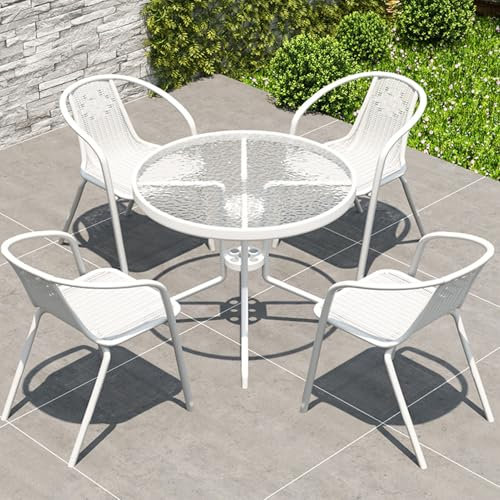 YQMHEZ Rundes Esstisch-Set aus Glas, mit Küchentisch mit Glasplatte und 4 Esszimmerstühlen, for die Küche zu Hause, runder Freizeittisch und Stuhl-Set, platzsparend
