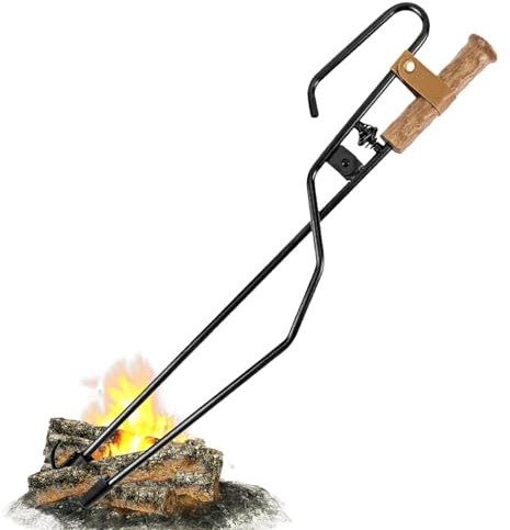 Agarrador de troncos para hoguera, pinzas de fogata, pinzas para fogatas, agarrador de troncos para hoguera, pinzas multifuncionales para fogata, agarrador de troncos de fuego con palo de soplado para