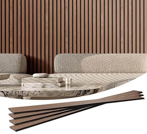 VEVOR Wood Slat Acoustic Panels, 7.9 x 94.5 inch, MDF Accent Wooden Wall Panels for Modern Interior Wall, Faux Wood Wall Board Panels for Stylish Decor and Noise Reduction, Walnut