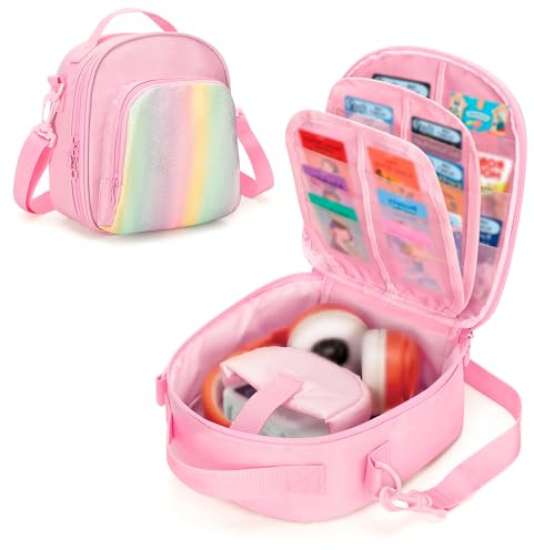 LoDrid Storage Bag Compatible with Yoto Mini 2024 Edition, Pink, Bag Only | Portable Carrying Case for Audio Music Player, Headphone & Accessories, Card Holder Hold Up to 30 Cards