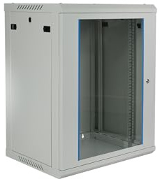 Netzwerkschrank 19 Zoll 15HE I 450 mm Tiefe I Serverschrank Grau montiert