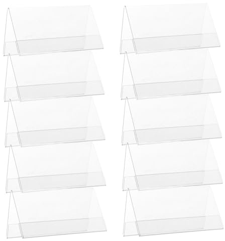 SHINEOFI Porta Cartellini da Tavolo a V Trasparente in Pet 12x6cm 10 Pezzi Resistente alla Deformazione visibilità Chiara per Eventi e Dettagli Prodotti