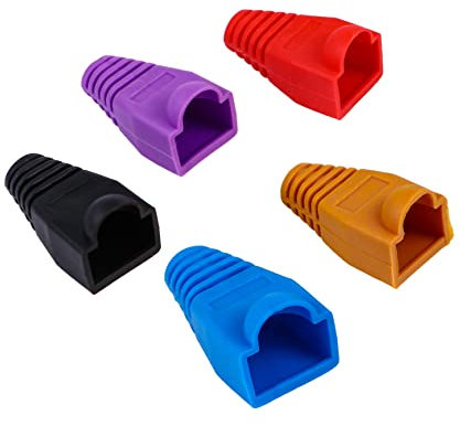 UKCOCO 100pcs Rj45 Connector Boots Cover Cable Boots Cover 8p8c for Network Cable Protection Suitable for 0.6-0.65mm Wired Connections Mixed Color