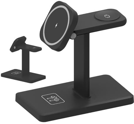 Supporto per telefono di ricarica senza fili, supporto per caricabatterie telefonico senza fili, supporto da scrivania rapido 15 W, base di supporto telefonico multifunzionale