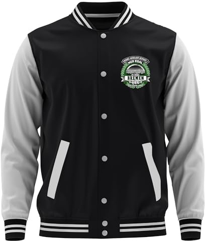UGLYSHIRT Ein Leben lang Bremen Herren College Jacke | Baseball Freizeit Sweatjacke Football Bremen Jacke Sport | M1 Schwarz