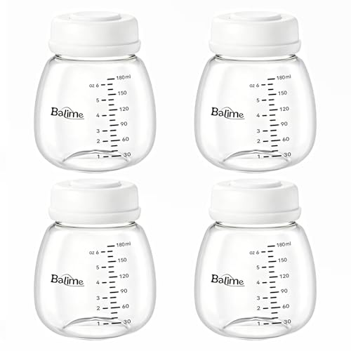 BALIME Botellas de almacenamiento de leche materna de 6 onzas, compatibles con extractores de leche Spectra, sin BPA, diseño a prueba de fugas, doble uso como recipientes de almacenamiento de leche