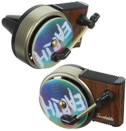 Vaguelly 2sets Cute Car Air Freshener Record Player Design Vent Clip Car Air Freshener for Music Lovers