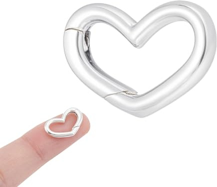 NBEADS 925 sterling silver nyckelring hjärta, 1,6 x 1 cm hjärtformat smyckeslås fjäderlås fjäder gate ring för armband vristlänk halsband smyckestillverkning
