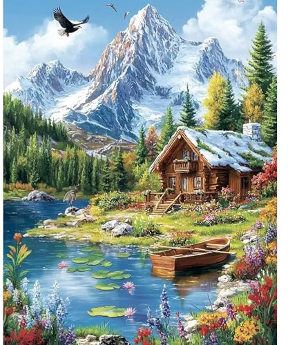 Pintura por números para adultos, flores y árboles de colores, kit de pintura al óleo pintada a mano para principiantes y adultos, con lienzo de pintura acrílica y kit de 3 pinceles de 40 x 50 cm