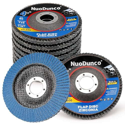NuoDunco Fächerscheibe 115 Metall Edelstahl Stahl für Winkelschleifer, 115mm 80K T29 Lamellenscheibe Zirkonkorund Blau Schleifmopteller 10 Stück