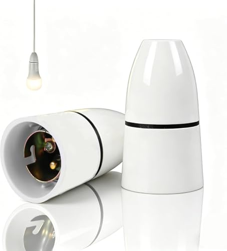 LIUQOBN 2 Pcs B22 Bayonet Pendant Lamp Holder, White Bayonet Cap Unswitched Lampholder, Ceiling Pendant Light Fitting for Ceiling Mount, Chandelier, Wall & Suspension Mount