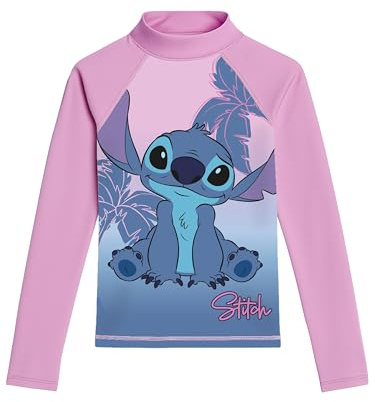 United Labels Lilo & Stitch simtröja, UV-skydd, 30 för flickor, rosa, blå, badskjorta, långärmad, badmode, barn, badkläder, ROSA, 134-140
