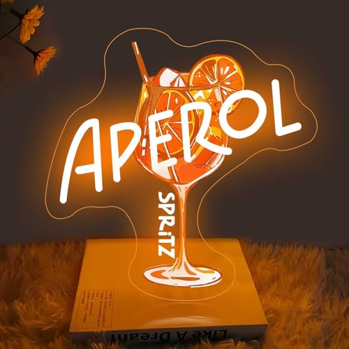 Aperol Spritz Neonschilder für die Wanddekoration, orangefarbenes Cocktail-LED-Leuchtschild für die Hausbar, Küche, Männerhöhle, Schlafzimmer, Kneipe, Party, Lounge-Dekor