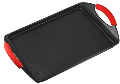Innovacook Extra Large Non-Stick Cast Aluminium Griddle Plate – BBQ Griddle Pan with Silicone Handles – Induction Hob Compatible – Flat Grill Plate for Camping, Oven, Gas, Induction & Electric Hobs