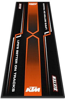 Tapis Moto SIXTEN pour KTM 95x240 - Tapis Environnemental Moto - pour Les Paddocks et Le Garage - Lavable et Ecologique - Idéal Cadeau Moto