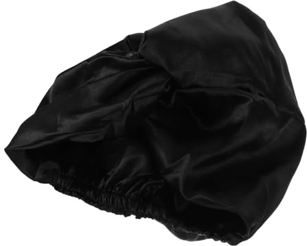 BAZEITFLOW Double Layer Satin Sleeping Bonnet with Elastic Cross Design Breathable Hair Wrap for Sleeping Shower and Beauty Cap for Men and Women Black Adult Hair Cover