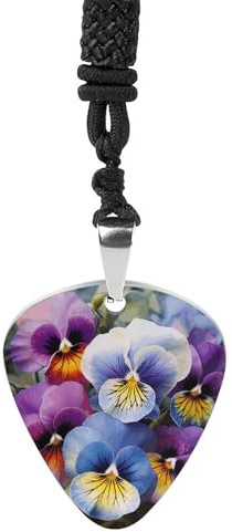 Pansy Perfection Guitar Pick Necklace Exquisite Titanium Steel Personalized Necklaces Cool Pendant Necklaces Fashion Guitar Pick Holder Necklace Unique Gifts for Adult