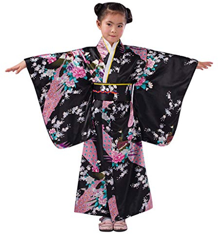 Generisch Traditional Japanese Girls' Kimono Robe Costume with Skirt for Children Outfit Festive Dresses