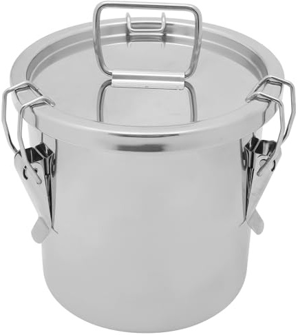 FOMIYES Bidone Latte in Acciaio Inox 6l con Coperchio Sigillato e Maniglia, Secchio Multifunzione per Olio, Riso e Conservazione Alimenti, Contenitore Ermetico per Cucina e Campeggio