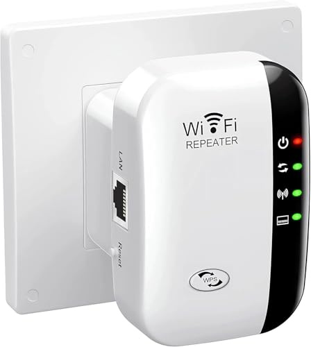 WiFi Extender, WiFi Booster, Covers Up to 3200 Sq.ft and 45 Devices WiFi Repeater, Internet Booster - with Ethernet Port, Quick Setup, Home Wireless Signal Booster, UK plug | 1-click WPS setup, full compatibility, long range—meets all Wi-Fi needs for home offices and workplaces.