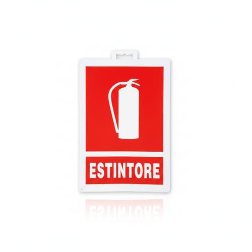 Cartello Segnaletico Estintore in PVC, Rosso e Bianco, Indicazione di Sicurezza Antincendio 20x30 cm