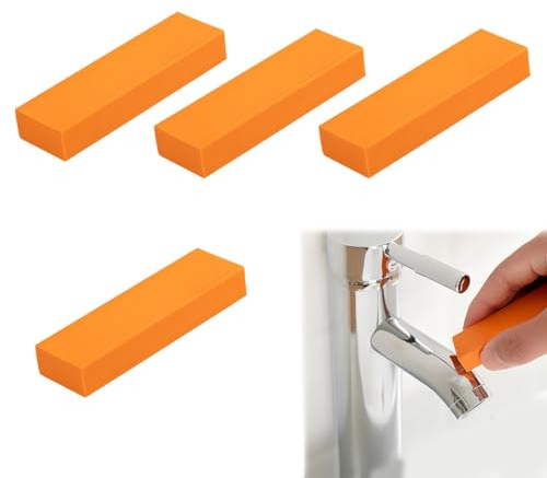 Quesuc 4 Piezas Borrador Magico Borrador Suciedad Multifuncional Baño Cocina Goma Limpieza Encimera Caucho Aprox. 8X1,3X2,5Cm Para Vidrio, Paredes, Grifos Naranja