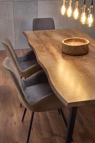 designimpex Design Esstisch HAW-222 Eiche Natur Echtholzfurnier Baumkante Massivholz ausziehbar 120 bis 180 cm Naturkante Esszimmertisch Küchentisch Kitchen Table Esszimmer Dining Table Ausziehtisch