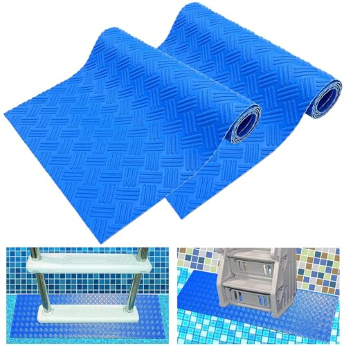 Bekeify 2 Rollos 23×90cm Alfombrilla Antideslizante para Escaleras de Piscina PVC Alfombrilla Escalera Piscina con Textura Antideslizante Alfombrilla para Zona Húmeda Interior y Exterior