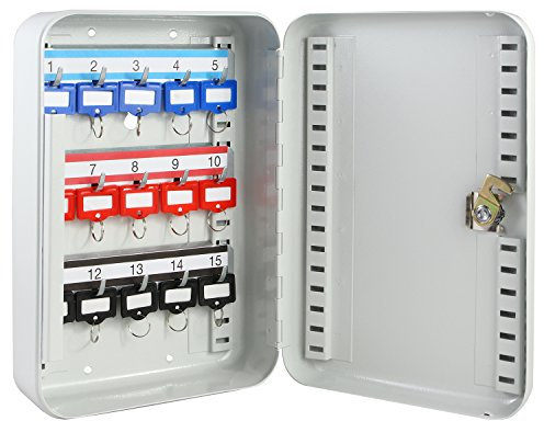 HMF 12515-07 Caja para Llaves, 15 Ganchos, 25 x 17 x 7,5 cm, Gris