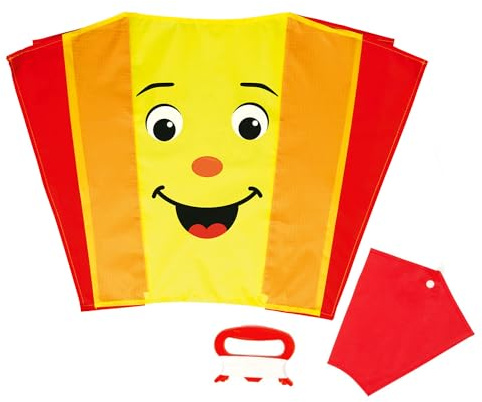 Wolkenstürmer® Einsteiger Drache Sled Karlchen (gelb) ab 3 Jahren – Flugfertiger 1 Leiner Kinder Flugdrachen ohne Gestänge - für Kinder von 3-6 Jahre