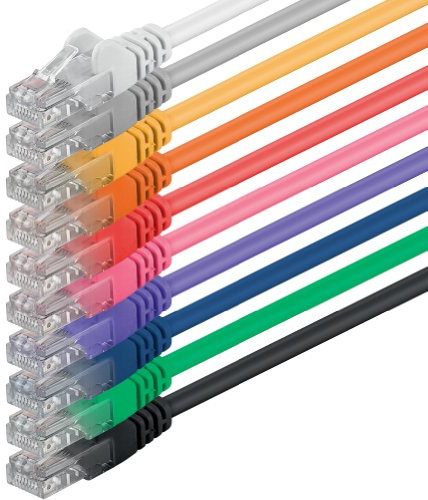 Nätverkskabel Cat.6-10 färger - 2 m - (set) - CAT6 Ethernet-kabel, LAN-kabel, 1000 Mbits (PoE) patchkabel