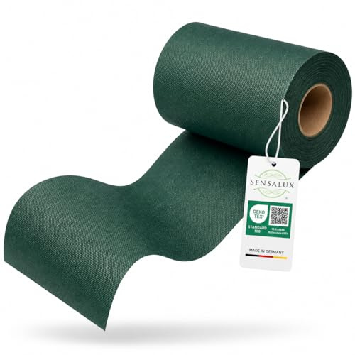 Sensalux Tischläufer Vlies 15 cm x 25 m Grün, abwaschbar | wasserabweisend, stoffähnliches Tischband, OEKO-TEX, Party Hochzeit Catering Event