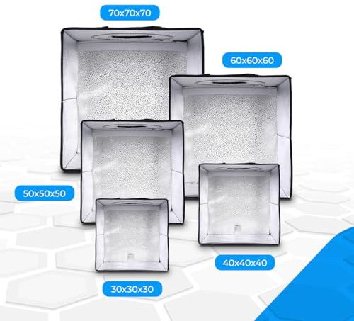 NK Caja de Luz Estudio Fotográfico Plegable (30x30cm) - 3 temperaturas de Luz LED, Brillo Ajustable x10, RA90, Productos pequeños Joyas, Asa para Transporte (6 Fondos de Colores)