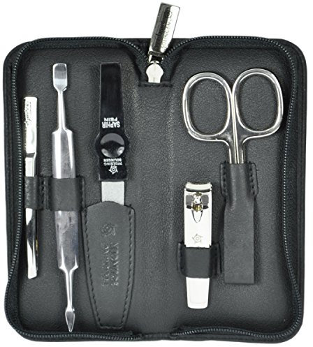 Pfeilring Manikürset vernickelte Instrumente Nappaleder schwarz