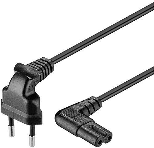 Goobay 97346 Euro Anschlusskabel beidseitig abgewinkelt; 1 m, Schwarz Eurostecker (Typ C, CEE 7/16) > Gerätebuchse C10