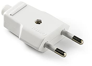 FAMATEL – Clavija pequeña | Contactos fabricados en latón niquelado |10A | 250V | Blanco