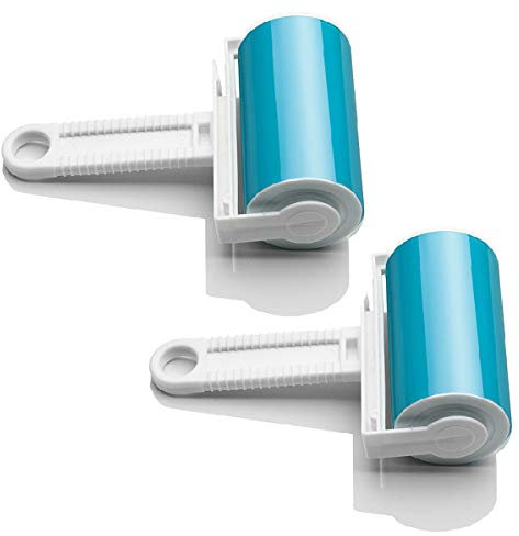 JZK 2X blau Sticky Roller Fusselrolle saugen Staub Haare Lint Kleidung Wollstaub Fluff Tierhaare, waschbar Wiederverwendbare