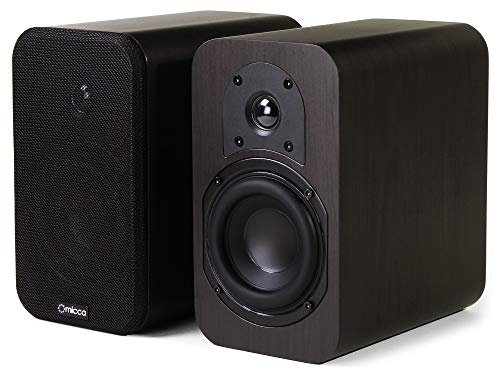 Micca Bow RB42 Referenz-Bücherregallautsprecher mit 10,2 cm Tieftöner und Seidenhochtöner (Dunkles Walnuss, Paar)