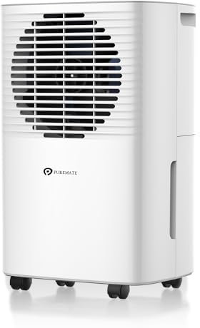 PureMate 10L Portable & Compact Dehumidifier 10 Litre, Digital Display, Continuous Drainage and 24Hr Timer Function, Ideal for Home or Office