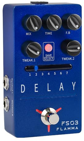 FLAMMA FS03 Guitar Delay Pedal Stereo Digital Delay Guitar Effects Pedal with Looper 6 Delay Effects Storable Preset Tap Tempo Trail On True Bypass