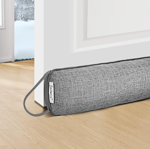 fowong Zugluftstopper für Türen Fenster 107x10 cm, Extra Schwere Türdichtung-Waschbar-Energiesparend, Zugluftstopper Türen mit Selbstklebende Klebeband, Luft Insekt Licht Blockiert, Grau