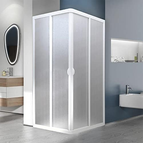 Box cabina doccia, cm.80-75x120-115, ad angolo a quattro ante acrilico PVC