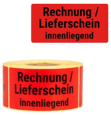 MDlabels Warnetiketten auf rolle 100x50mm 500 Stück Rechnung Lieferschein innenliegend Invoice Packing List inside selbstklebendes Papier Versandetiketten Versandhinweis Haftetiketten