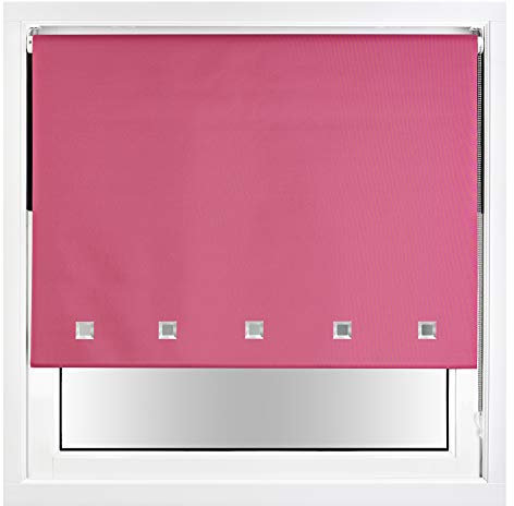 FURNISHED Verdunkelungsrollo mit quadratischen Ösen und zuschneidbaren Metallbeschlägen - Fuchsie, 175W x 210H cm