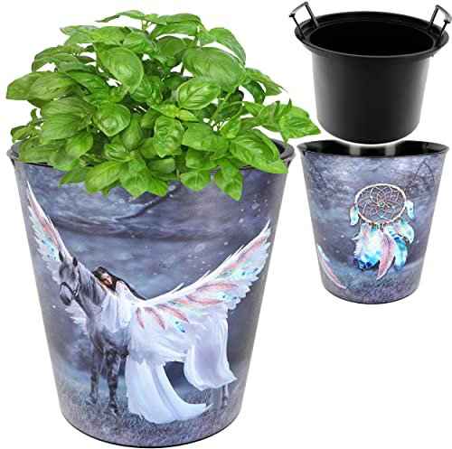 alles-meine.de GmbH universal Eimer/z.B. Blumentopf Einhorn & Traumfänger 10 Liter & extra Einsatz - wasserdicht - aus Kunststoff - Ø 28 cm - Papierkorb Spielzeugkorb/Pop..