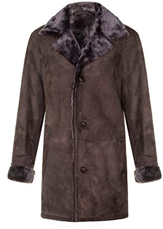 Infinity Leather Brauner Schafspelz für Herren aus echtem Shearling, klassischer Wildledermantel aus Leder