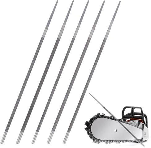 Kettensägenfeile 5 Stück Rundfeile Sägeketten Kettensäge Feilen Rasenmäher Kettensäge Schärfefefeile 4.0 mm 4.5 mm 4.8mm 5.0mm und 5.5mm Sägeketten Feilen Set für manuelle Schärfen von Sägeketten