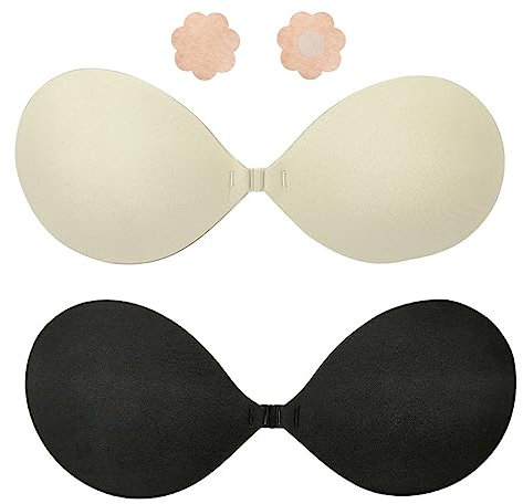 ENEChuoLi Strapless Bra Backless Adhesive Silicone Stick-on Seamless Push-up Invisible Bra for Low Back Dresses, Wedding Gowns, Prom, Formal Events