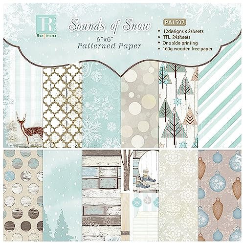 ZAKHSE Motivpapier Weihnachten,48 Blätter Bastelpapier Muster,Designpapier 15,2x15,2cm,Schneeflocke Kreis Musterpapier Set,Einseitige Bedruckt Papierblock für Scrapbook Basteln Kartenherstellung